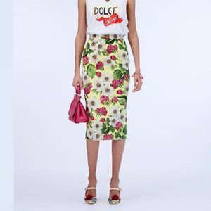 NWT! DOLCE & GABBANA Silk Midi Pencil Skirt